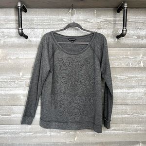 Rock & Republic | Gray Studded Pullover Cyber Grunge Sweatshirt Sweater Size L